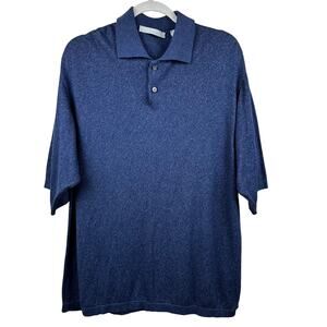 Marconi Polo Knit Sweater Made in Italy Short Sleeve Cotton Blue Men's Medium
